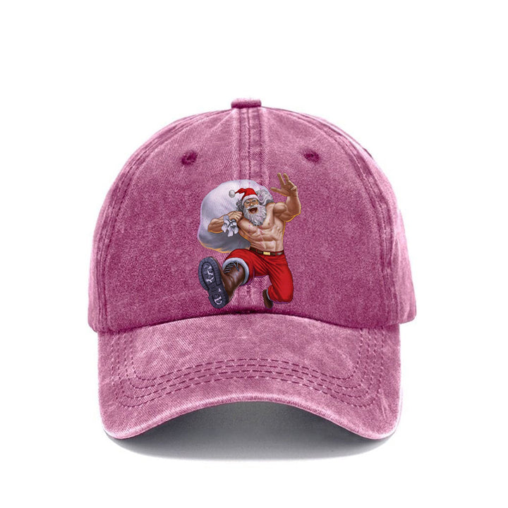 Unisex Vintage Casual Santa Claus Print Washed Cap