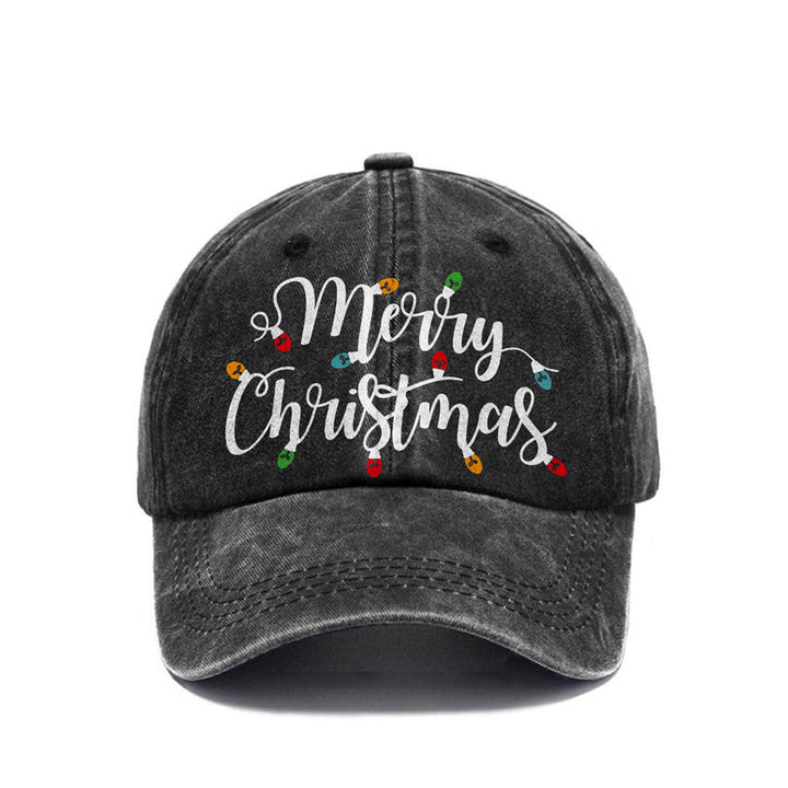 Unisex Vintage Casual Christmas letter Washed Cap