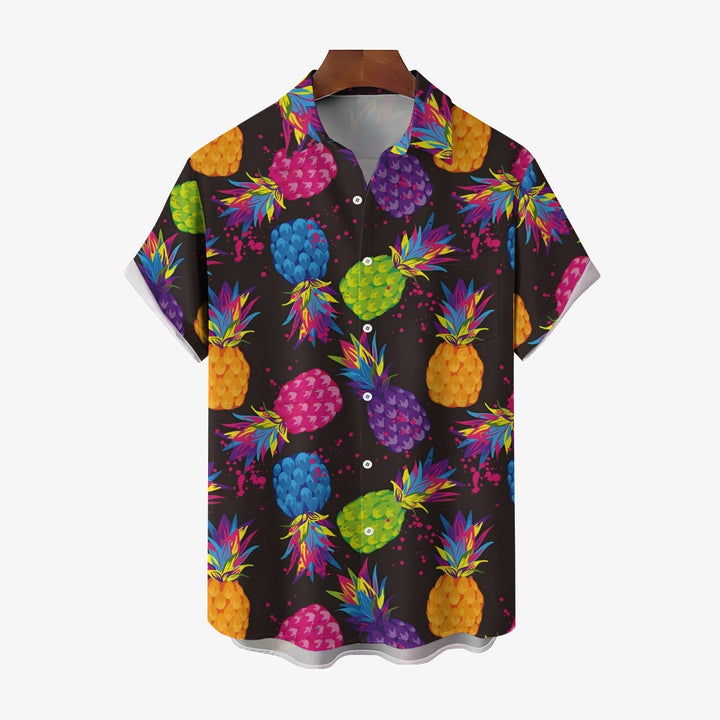 Colorful Pineapple  Hawaiian Casual Short Sleeve Shirt 2404001790