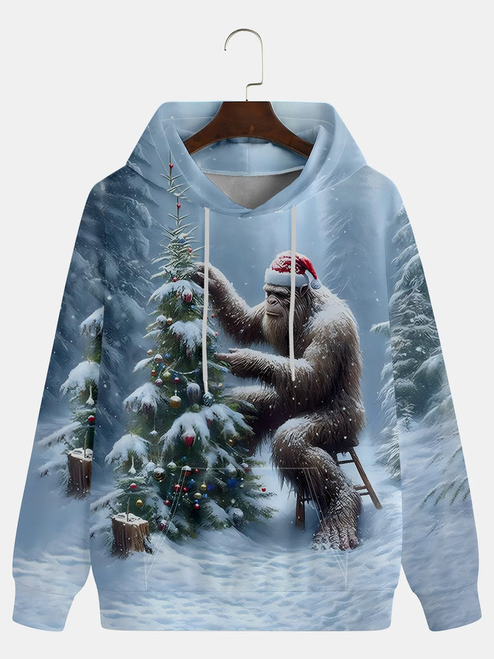 Men's Christmas Bigfoot Print Hoodie Sweatshirt