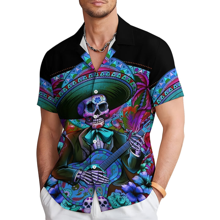 Mexican Day of the Dead Music Short Sleeve Shirt 2409008999