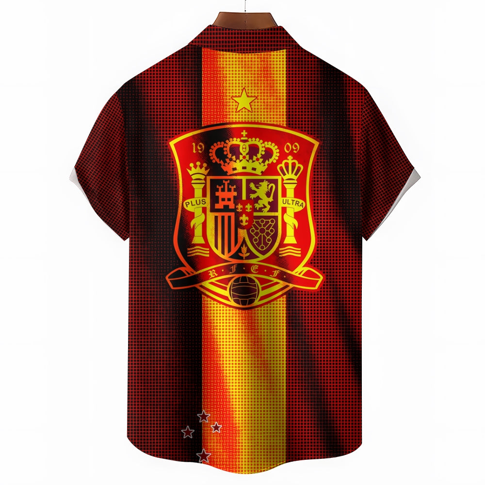 Spain European Cup Casual Large Size Short Sleeve Shirt 2407002129