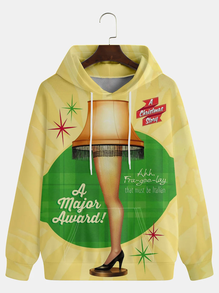 Men'S Casual Christmas Illustration Hooded Sweatshirt