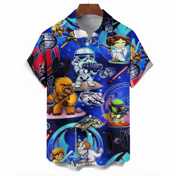 Men's Star Warrior Cartoon Casual Short Sleeve Shirt 2409002245