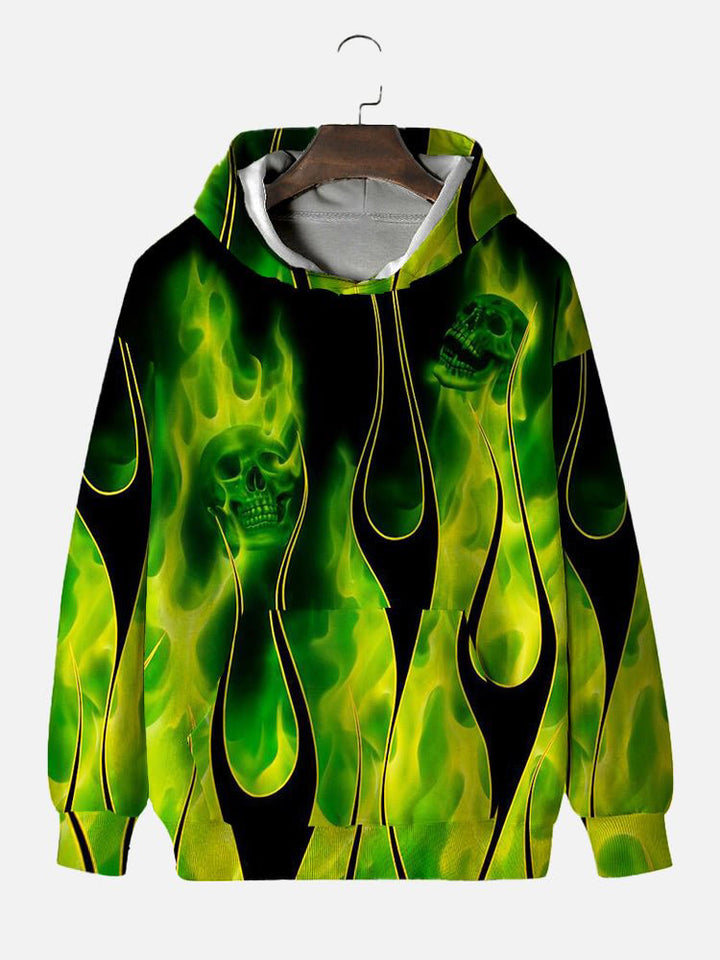 Psychedelic Hippie Green Flame Hooded Sweatshirt