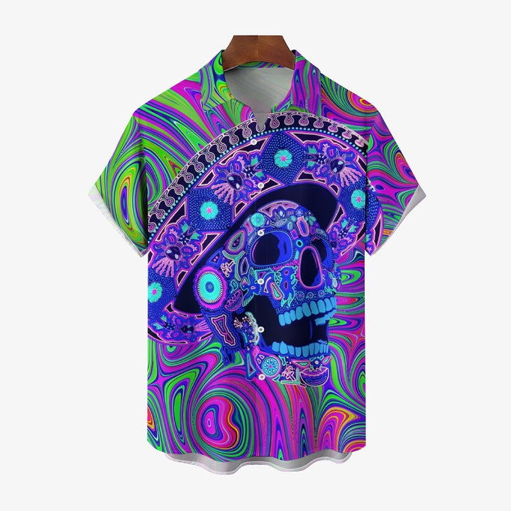 Mexican Day of the Dead Art Casual Short Sleeve Shirt 2409008975