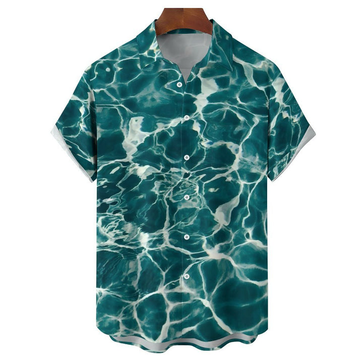 Hawaiianisches Herren-Kurzarmhemd mit Wellenmuster 2304108630