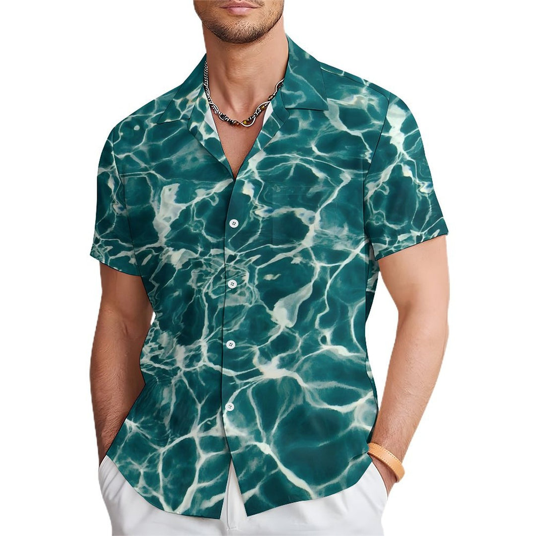 Hawaiian Men's Wave Pattern Short Sleeve Shirt 2304108630