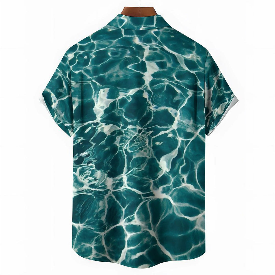 Hawaiian Men's Wave Pattern Short Sleeve Shirt 2304108630