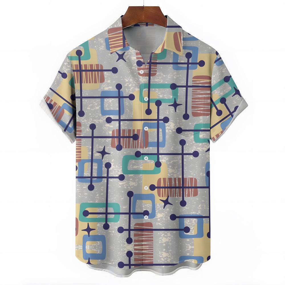 Men's Geometric Art Print Casual Short Sleeve Shirt 2403000485