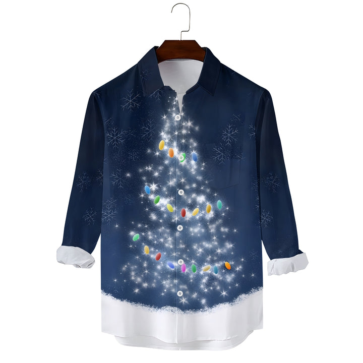 Men's Christmas Tree Printed Long Sleeve Shirt 2411002941