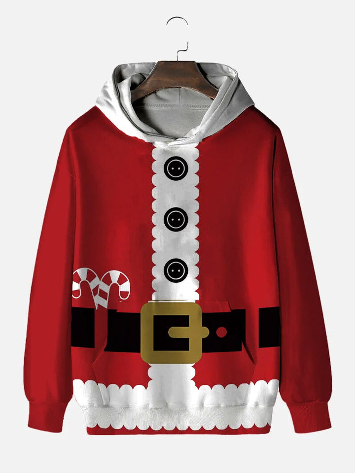 Santa Claus Hooded Sweatshirt With Christmas Elements