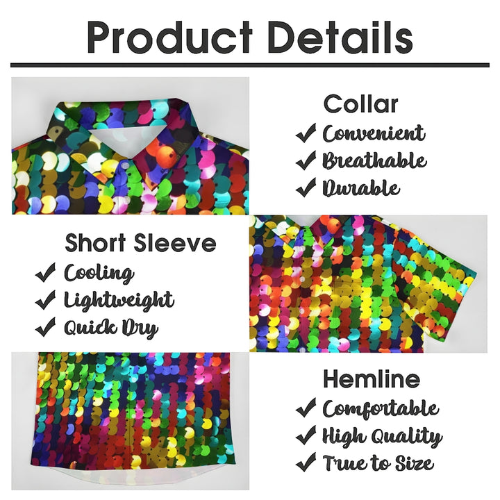 Men's Colorful Sequined Casual Short Sleeve Shirt 2409006227