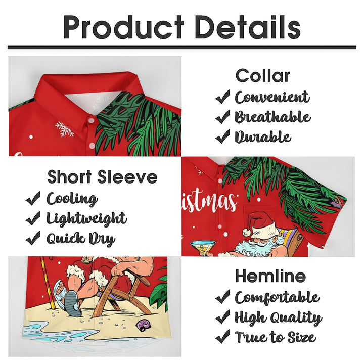 Christmas Santa Claus Leisure Vacation Short Sleeve Shirt 2409005120