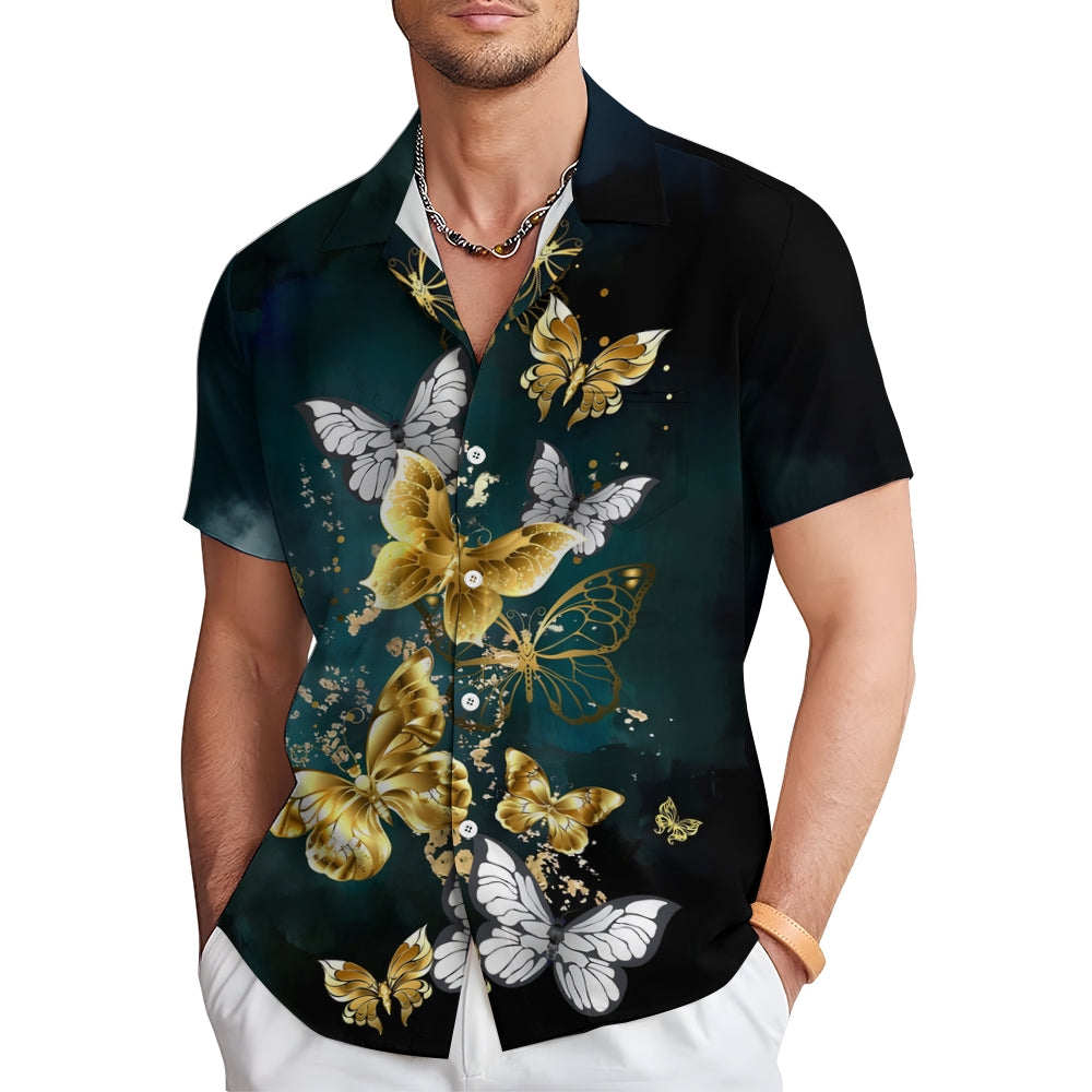 Men's Butterfly Print Casual Short Sleeve Shirt 2501001504