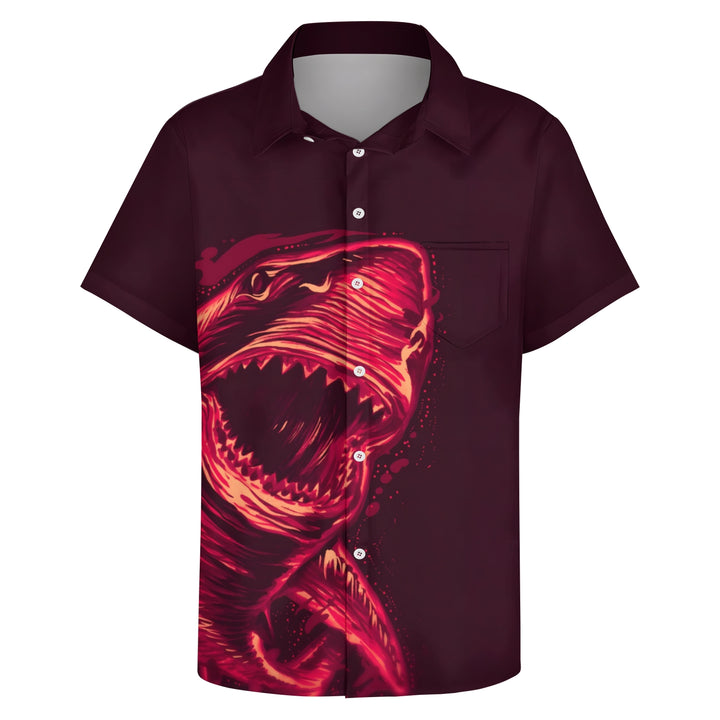 Men's Shark Print Casual Short Sleeve Shirt 2404001801