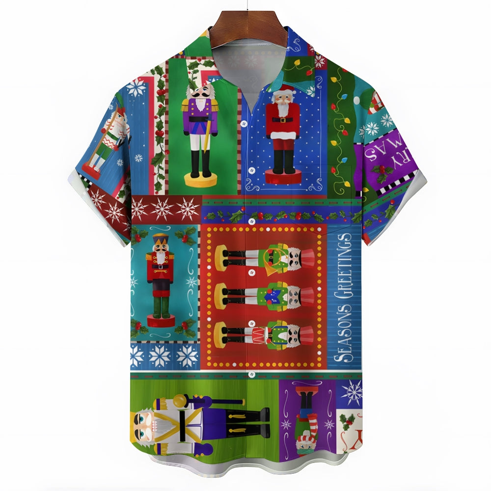 Cartoon Nutcracker Christmas Short Sleeve Shirt 2409007981