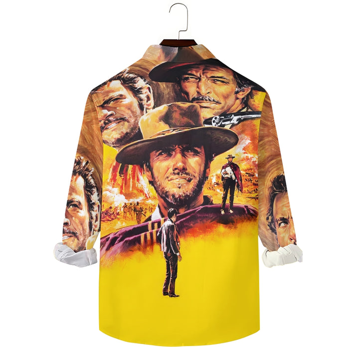 Men's Movie Poster Print Casual Long Sleeve Shirt