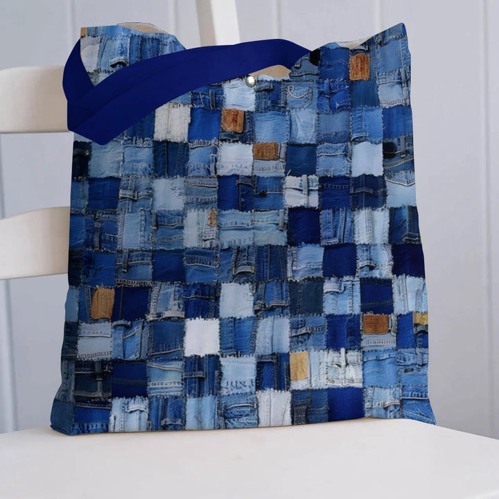 Unisex Geometric Print Fabric Bag with Interior Pocket