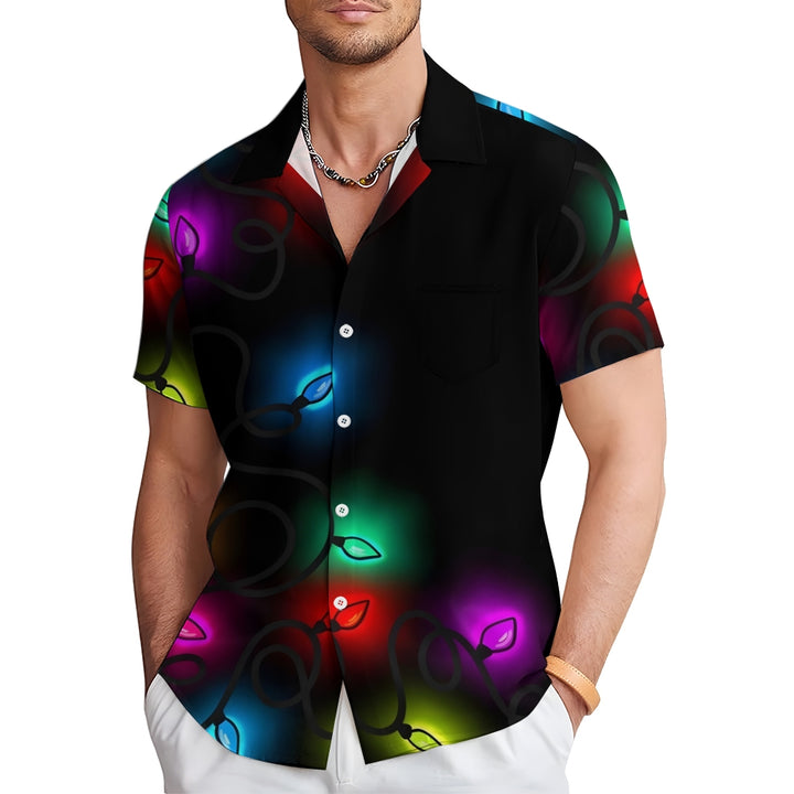 Christmas Lights Cartoon Casual Large Size Short Sleeve Shirt 2407004227