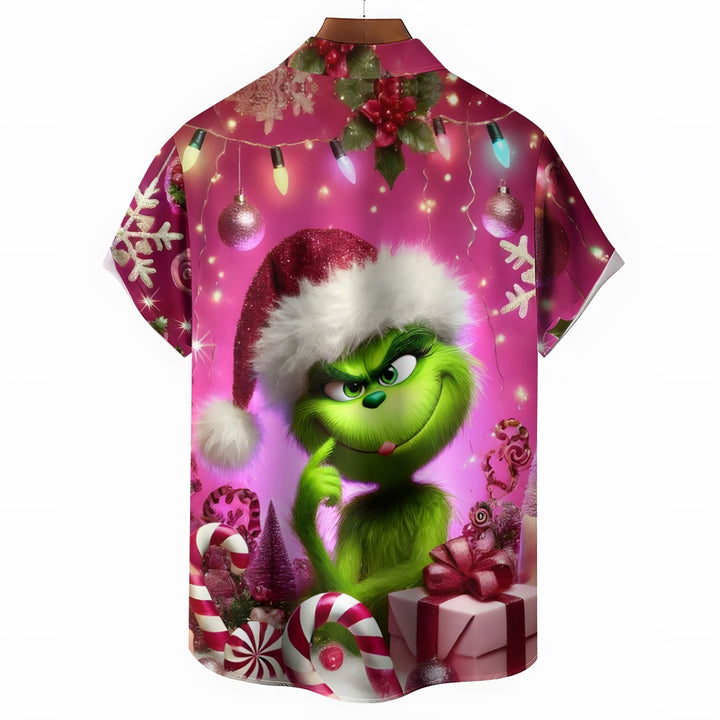 Men's Christmas Cartoon Prints Short Sleeve Shirt 2412006498