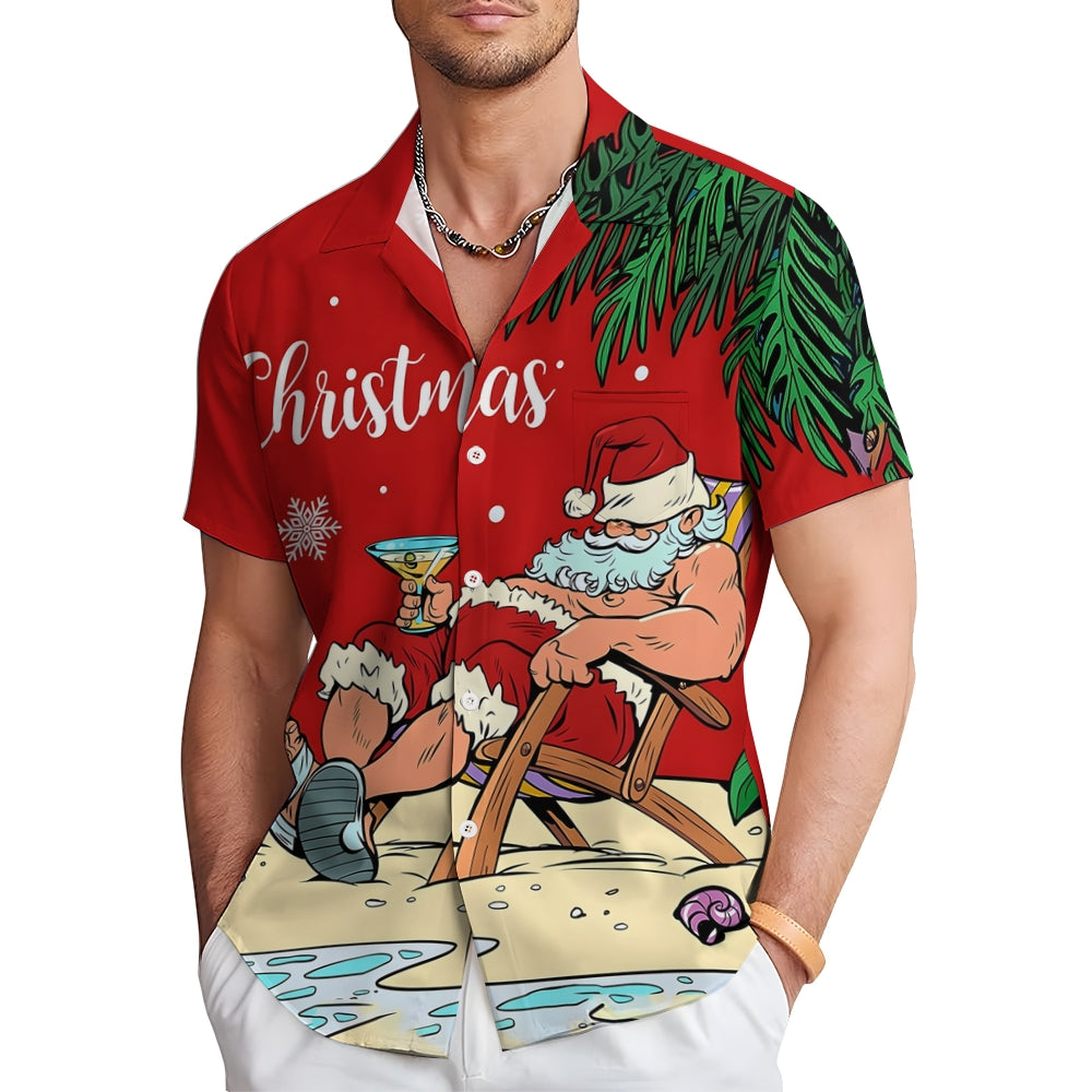 Christmas Santa Claus Leisure Vacation Short Sleeve Shirt 2409005120