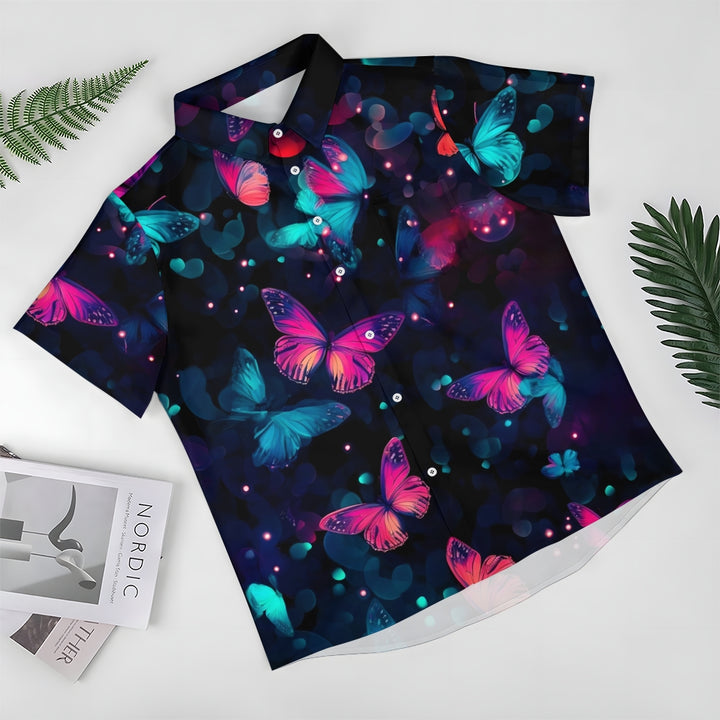 Butterfly Print Casual Short Sleeve Shirt 2408004531