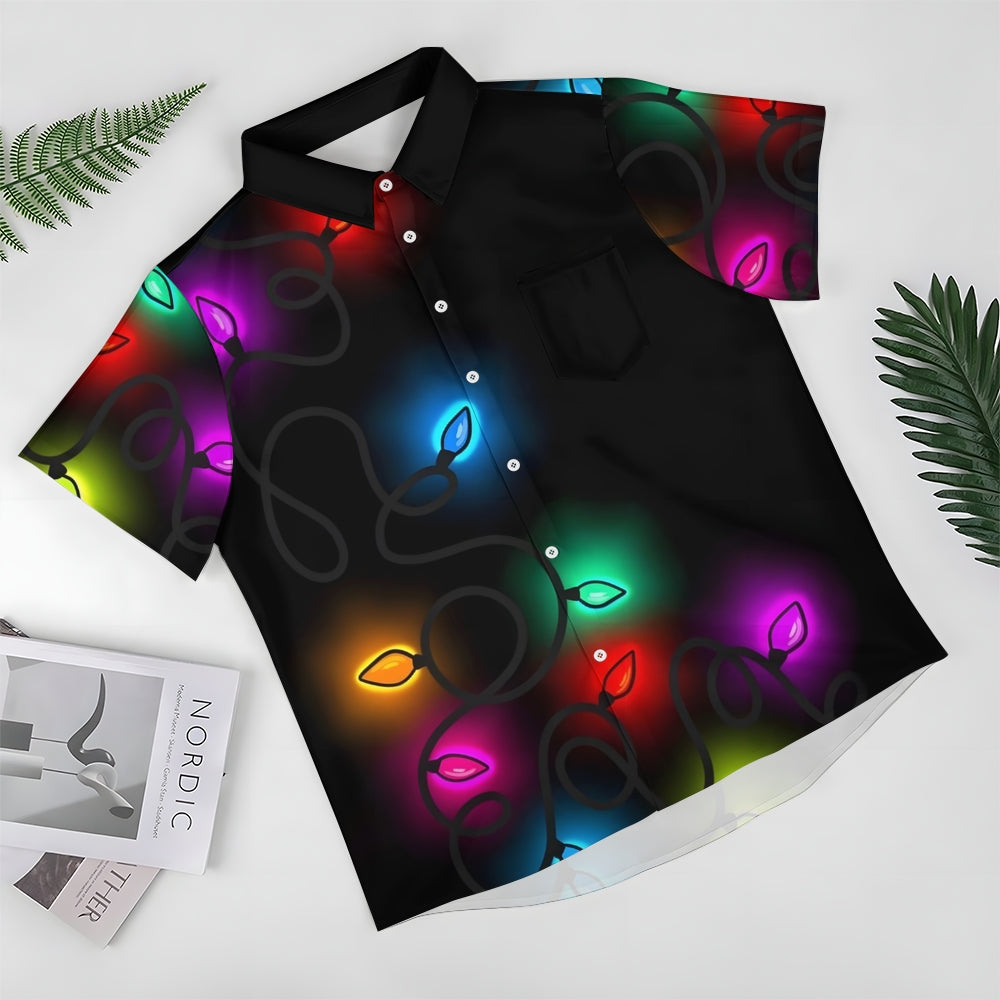 Christmas Lights Cartoon Casual Large Size Short Sleeve Shirt 2407004227