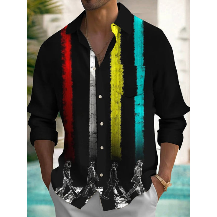 Men's Musical Long Sleeve Pocket Shirt 2405002138