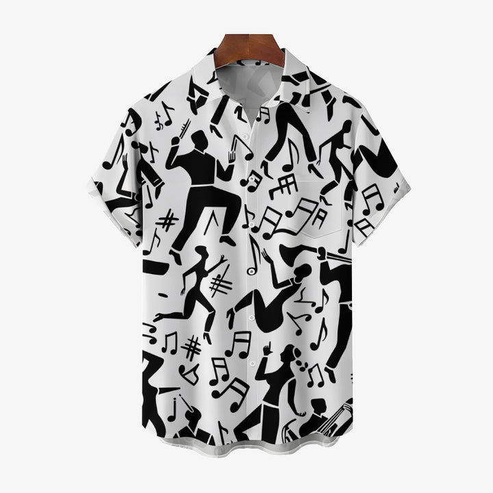 Geometric Figure Music Print Casual Oversized Short-Sleeved Shirt 2406003417