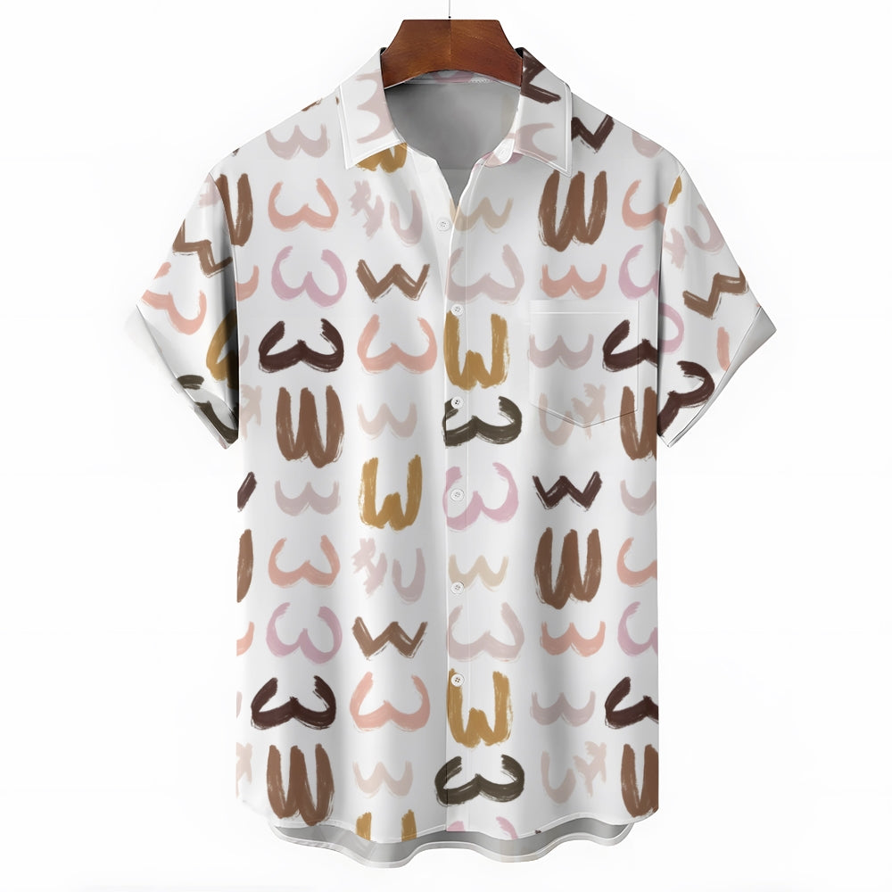 Men's Abstract Print Casual Short Sleeve Shirt 2404001295