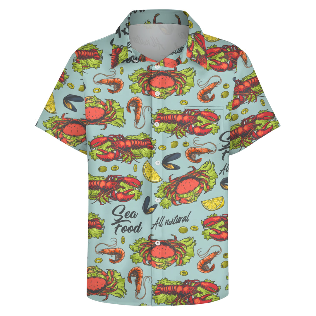 Lobster Delicious Food Print Casual Short Sleeve Shirt 2404001794