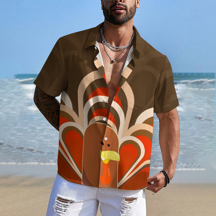 Thanksgiving Fun Turkey Casual Short Sleeve Shirt 2409009572