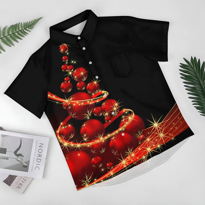 Christmas Tree Ball Casual Short Sleeve Shirt 2409006077