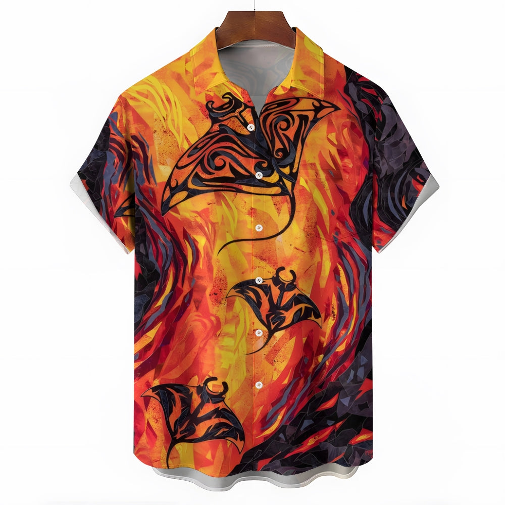 Ray Art Print Short Sleeve Shirt 2409007951