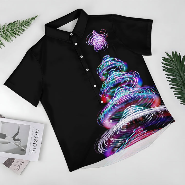 Christmas Tree Lights Casual Short Sleeve Shirt 2409002029