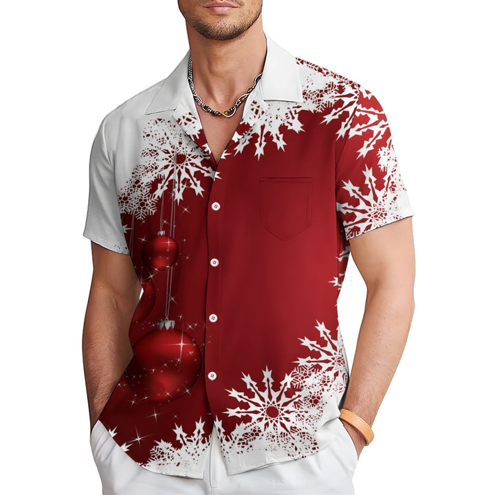 Christmas Ornament Ball Casual Large Size Short Sleeve Shirt 2408003956