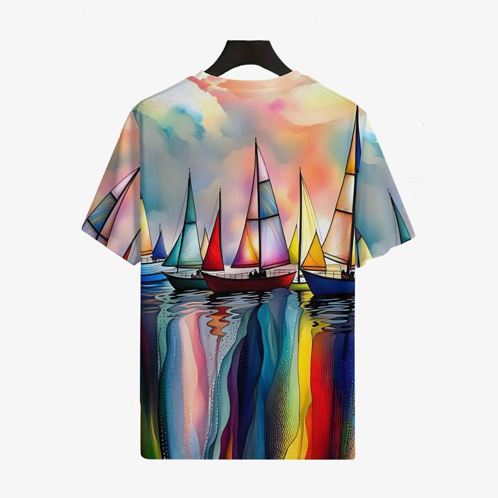 Sailboat Men's Casual Printed Short Sleeve T-Shirt