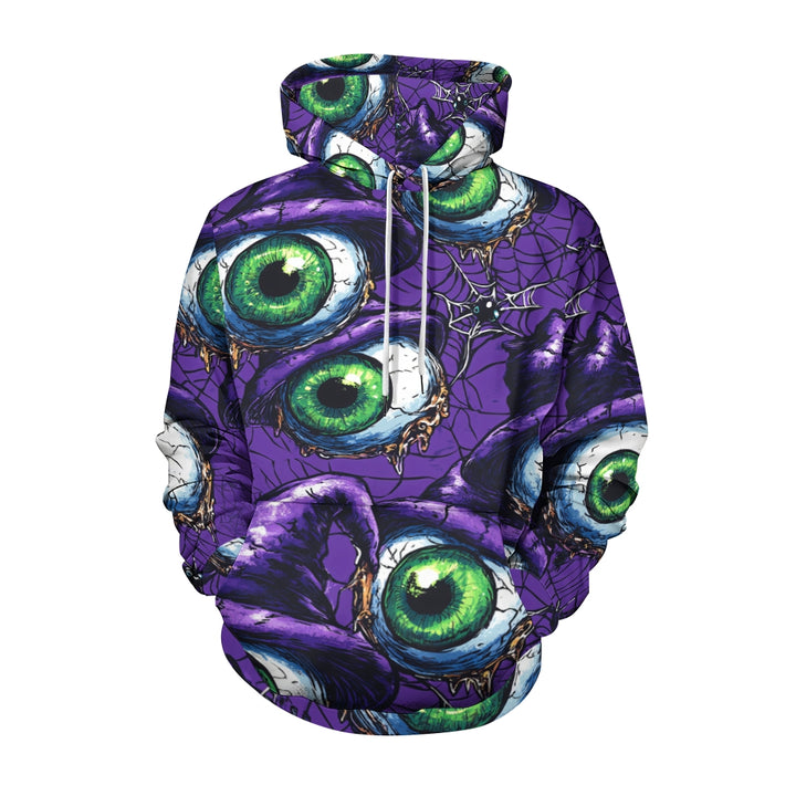 Scary Wizard Eyes Spider Web Plue Size Printed Hoodies 2410001408