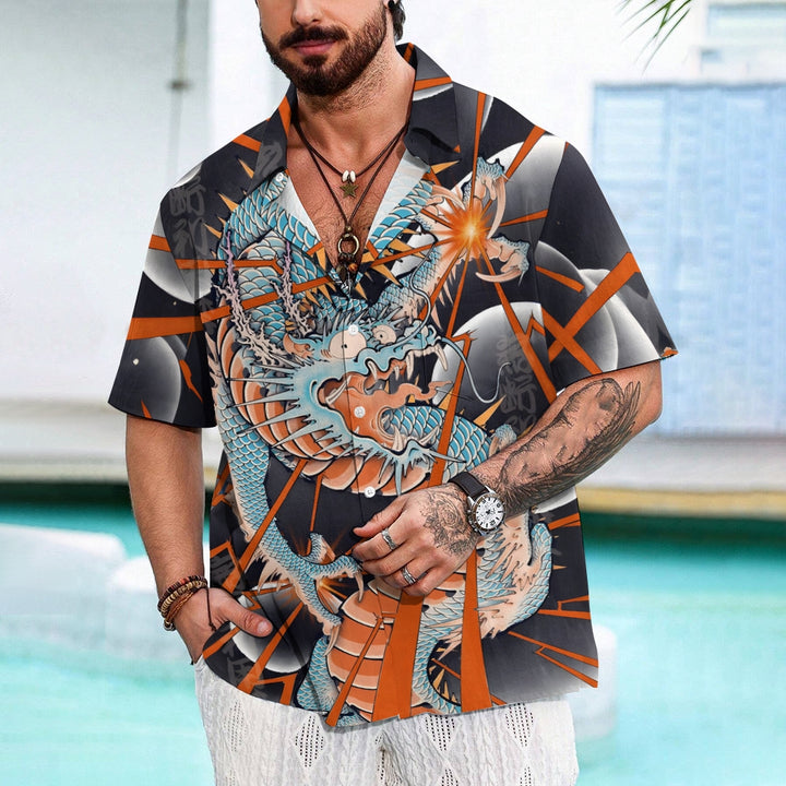 Fun Dragon Print Casual Short Sleeve Shirt 2501001475