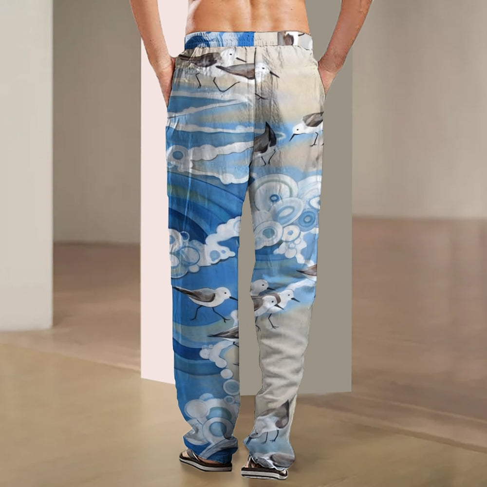 Men's Birds Hawaiian Resort Pattern Pants 2411000914