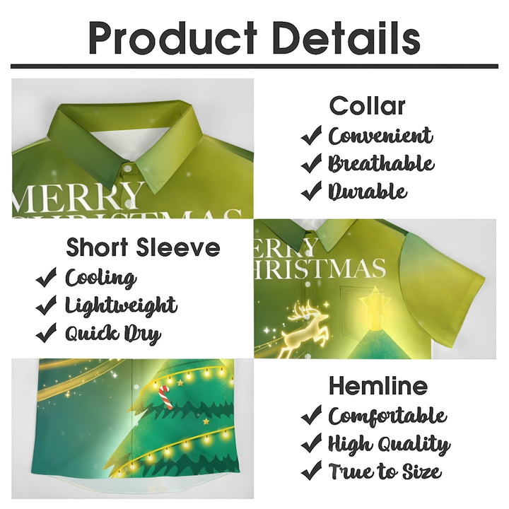 Christmas Tree Glowing Christmas Tree Print Casual Shirt 2412006470