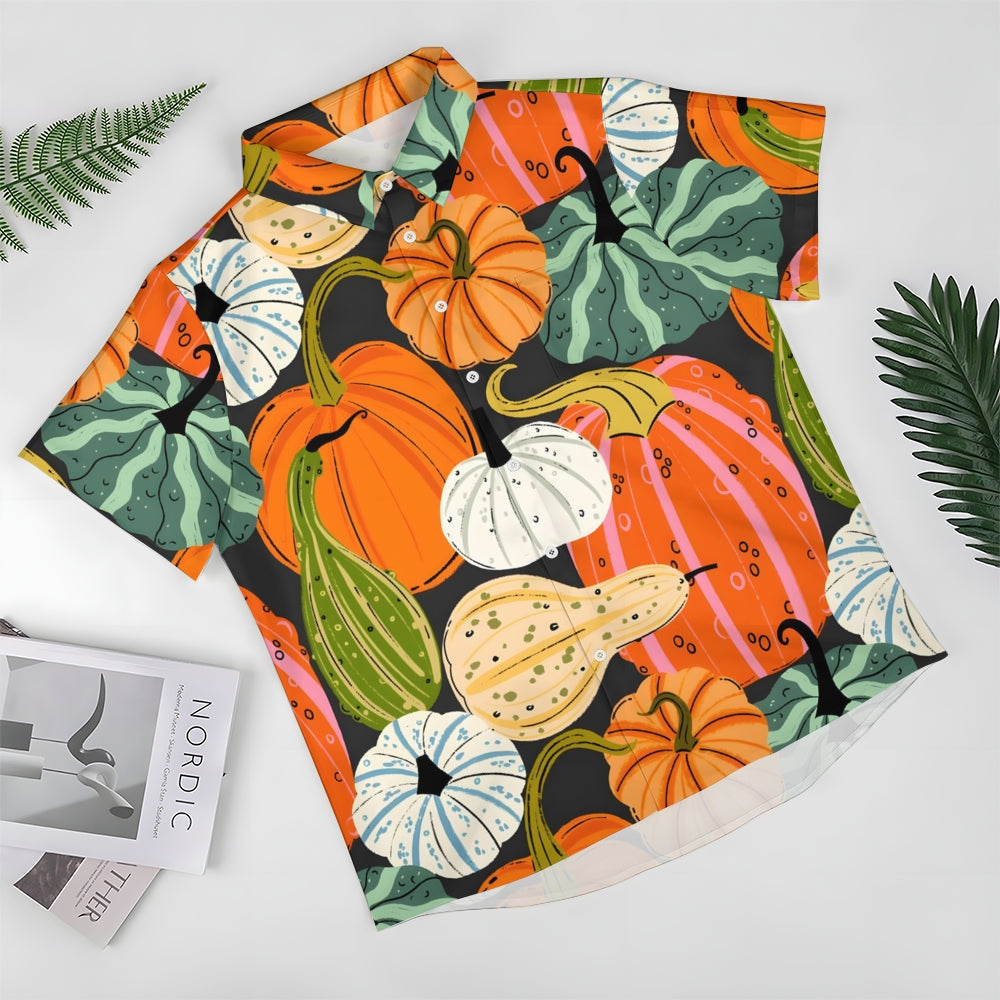 Thanksgiving Various Pumpkin Casual Short Sleeve Shirt 2410001477