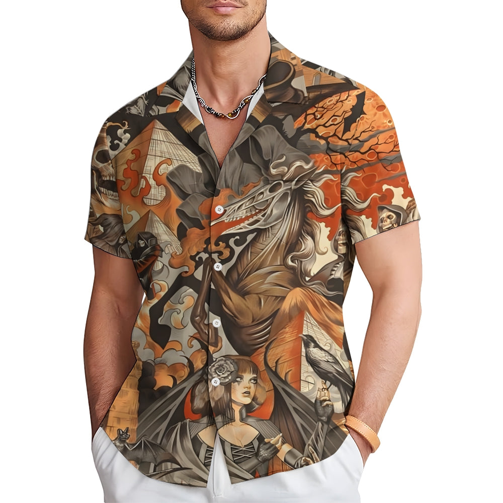 Skull Knight Demon Art Print Casual Shirt 2412006324