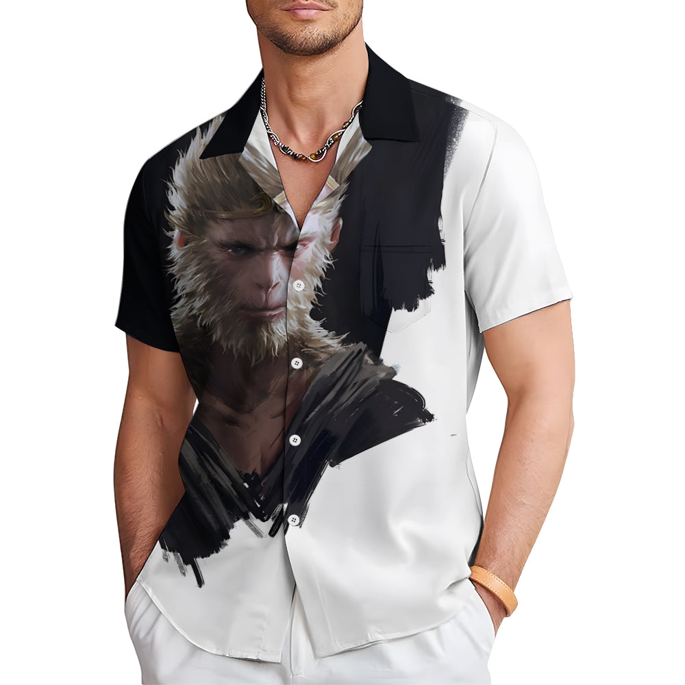 Black Myth Wukong Game Print Short Sleeve Shirt 2408007325