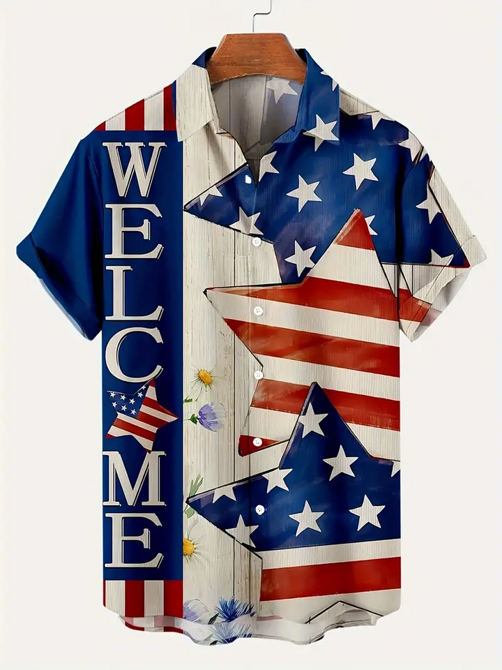 Men's US Flag & Stars Graphic Print Shirt