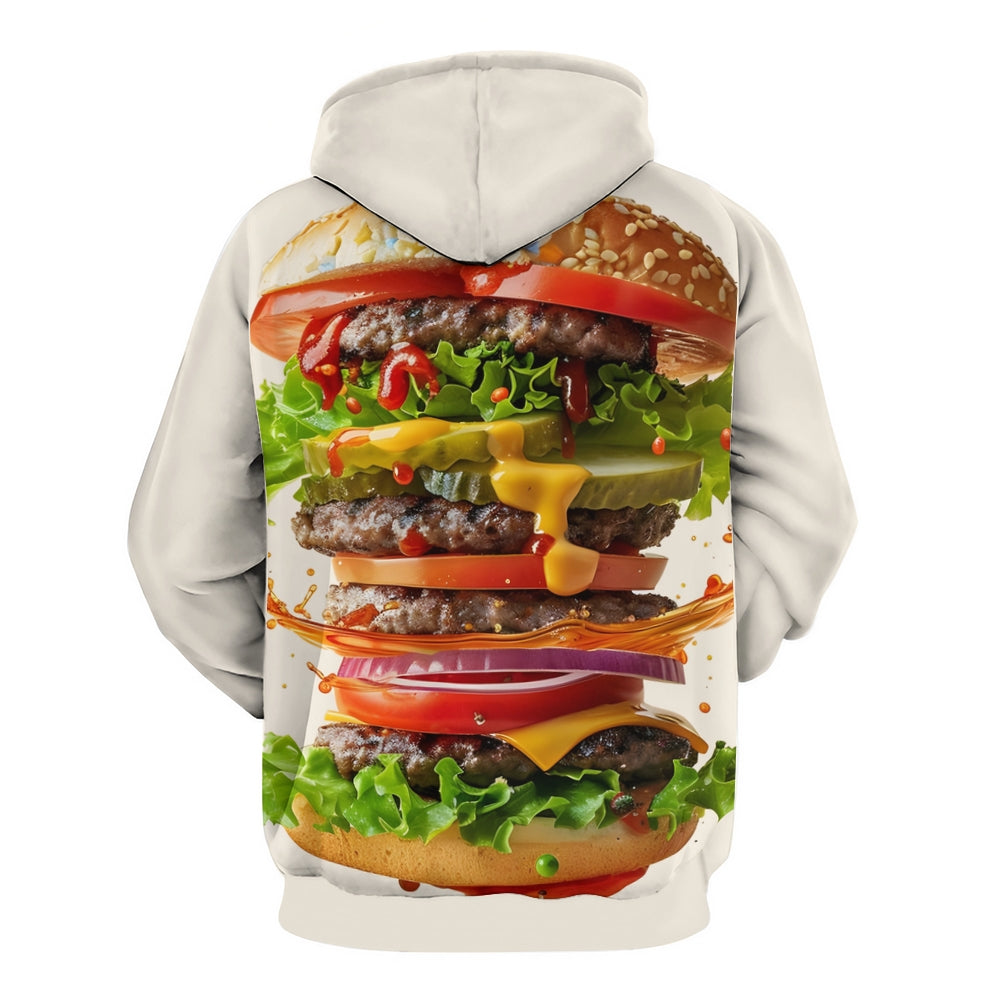 Plue Size Delicious Burgers Printed Hoodies 2411009425