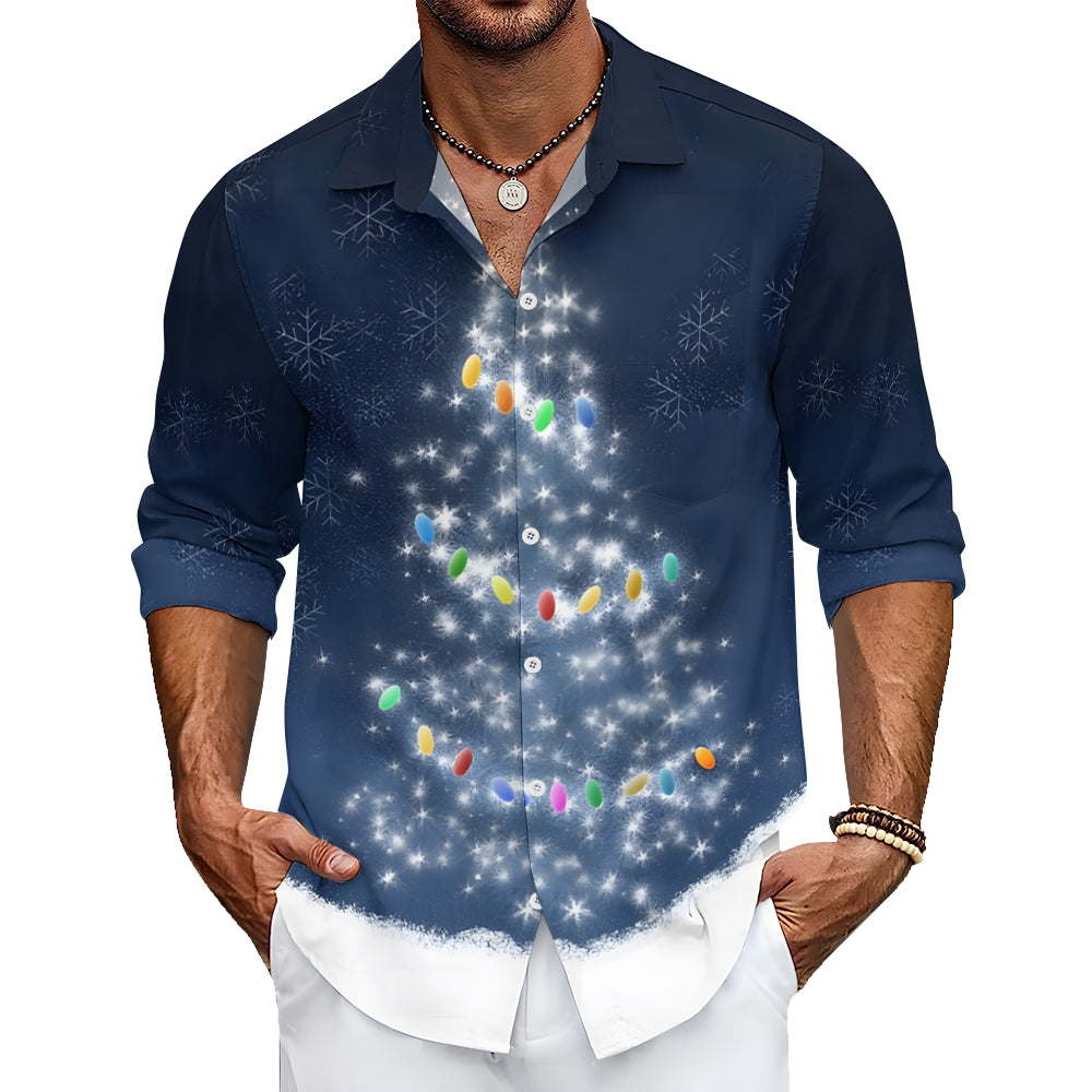 Men's Christmas Tree Printed Long Sleeve Shirt 2411002941