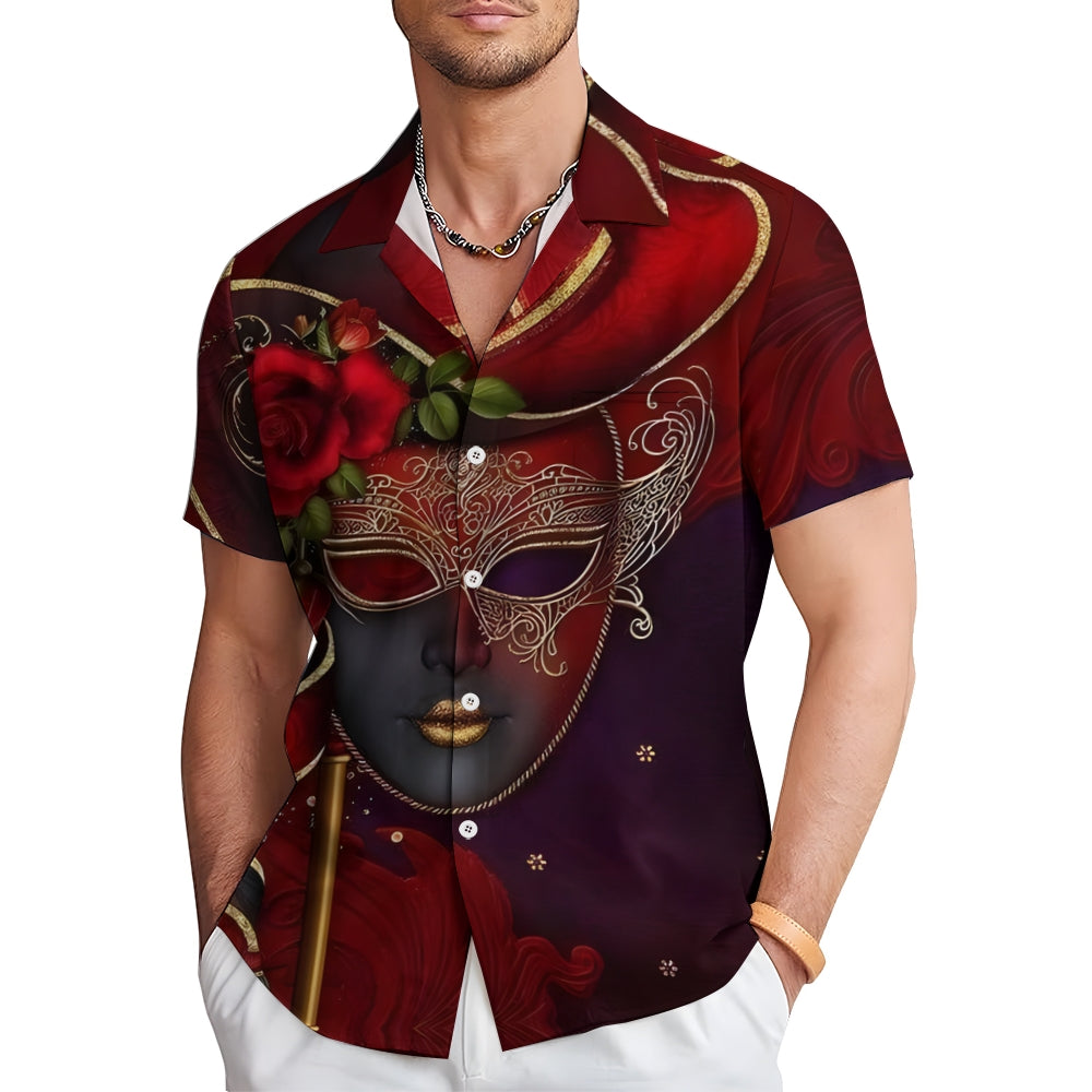 Men's Mardi Gras Casual Short Sleeve Shirt 2412003934