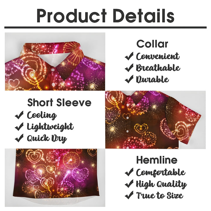 Holiday Love Fireworks Casual Short Sleeve Shirt 2408004489